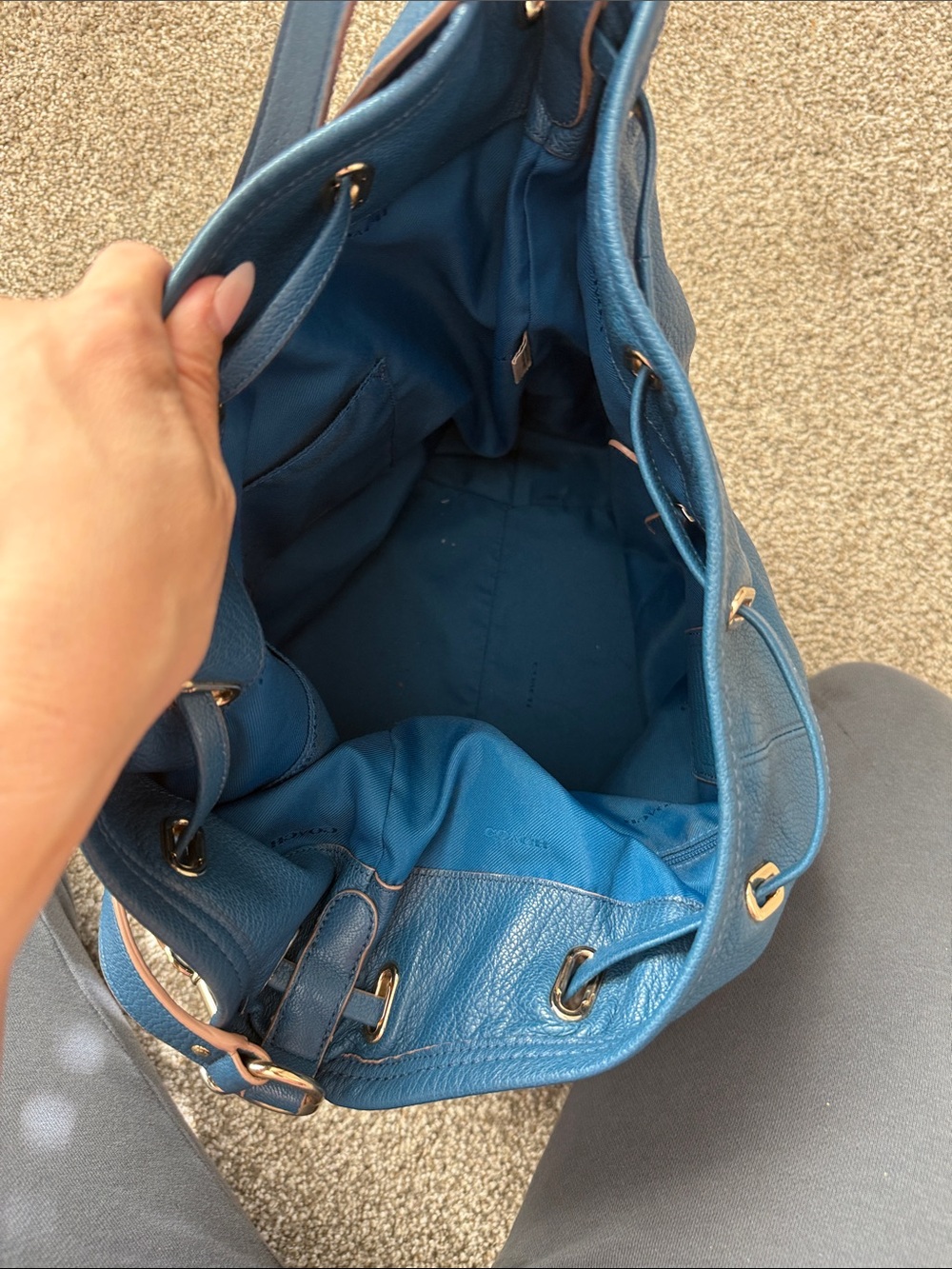 Coach Pebble Leather Drawstring Shoulder Bag in Teal Blue - Picture 4 of 4